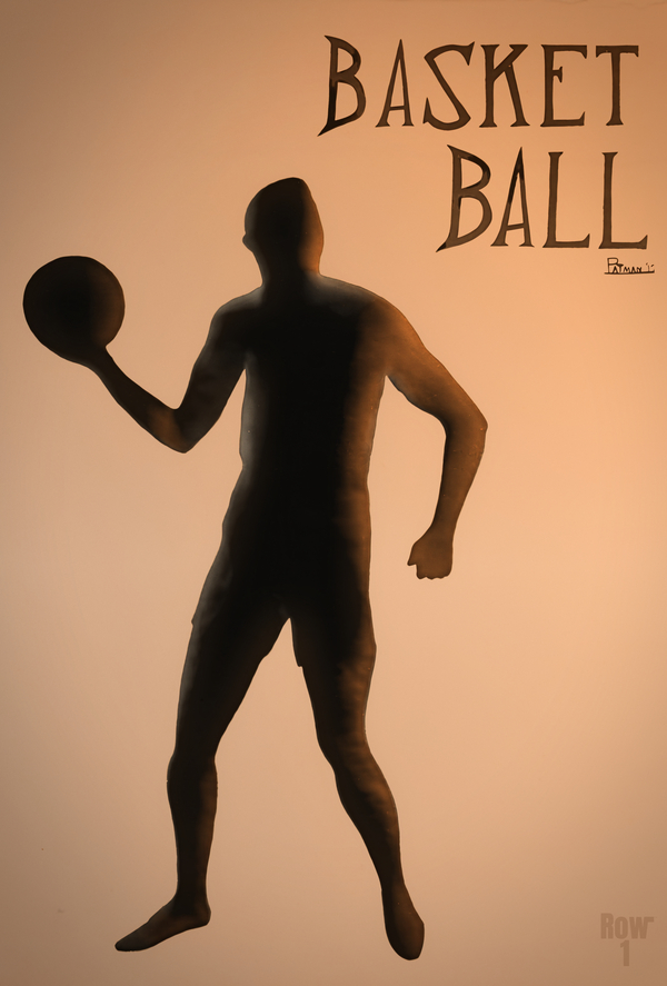 early 1900s basketball player art row1 Print