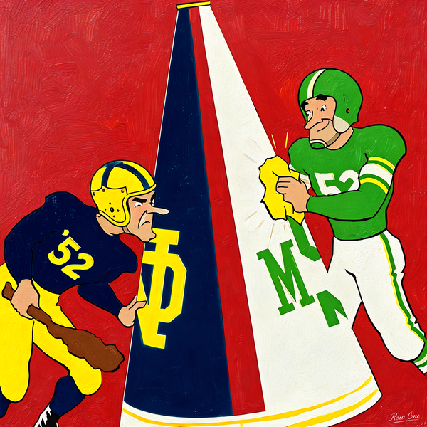 1952 Notre Dame vs. Michigan State Cartoon Art Print
