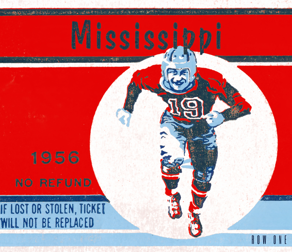 1956 Mississippi Football Ticket Remix Art Print