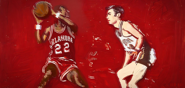 1970s Oklahoma Sooners Basketball Art  Print