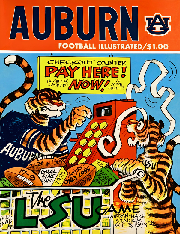 1973 Auburn vs. LSU Football Cover Art Print