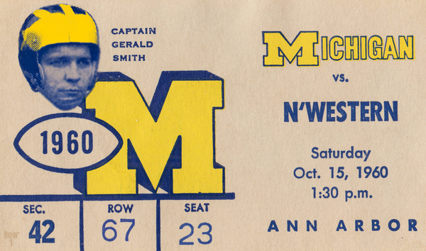 1960 Michigan vs. Northwestern Football Ticket Art Print