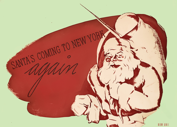 2024 Christmas Themed Decor Ideas | 1930s Santa Claus Art Print