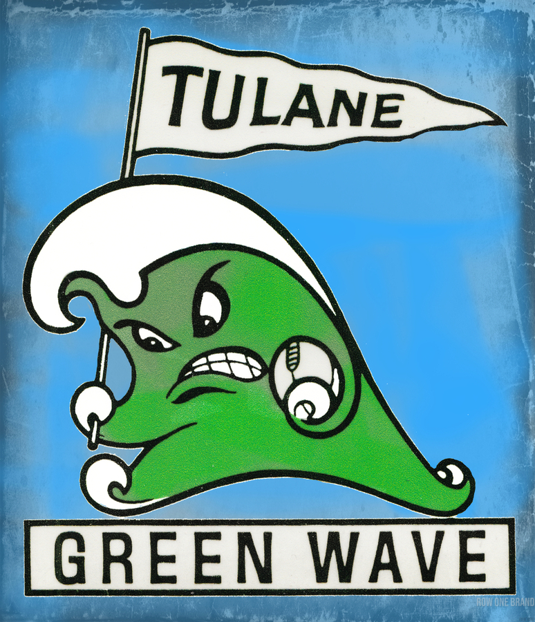 Vintage Tulane Green Wave Art by Row One Brand Wall Art