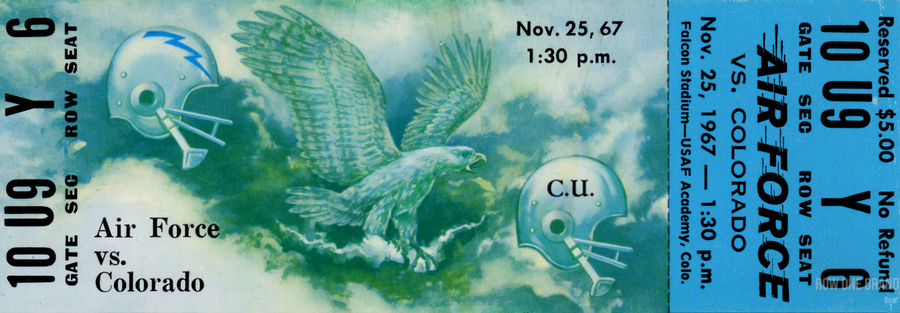 1967 Air Force Colorado Football Ticket Art by Row One Brand