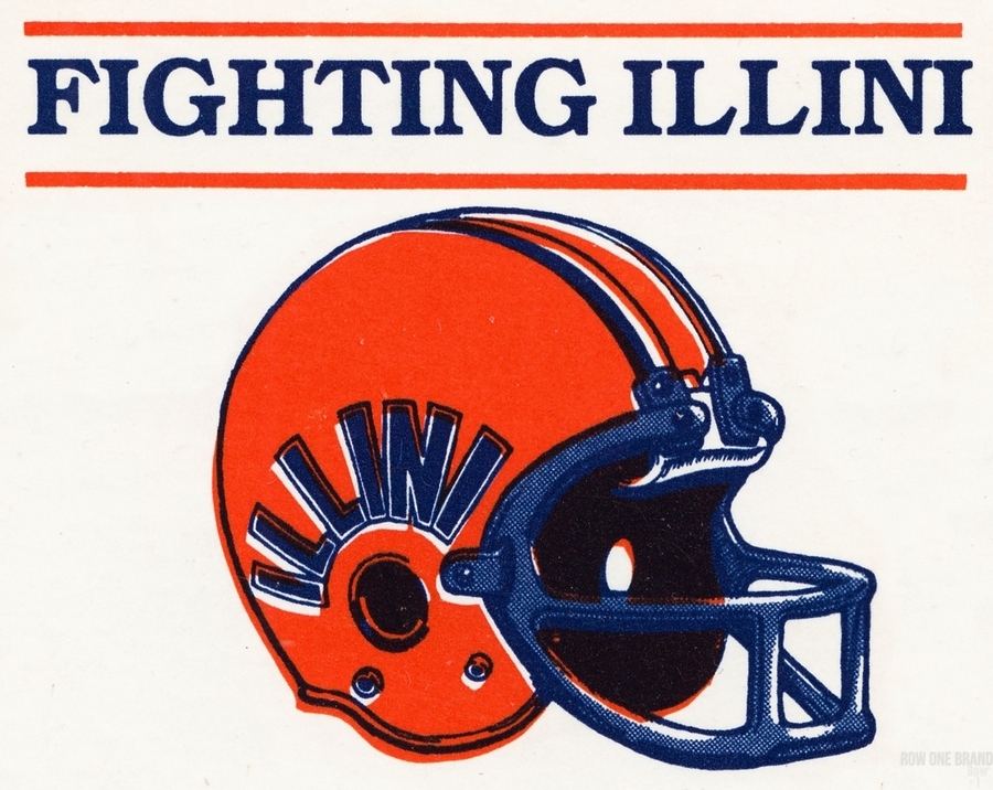 Retro Illinois Football Helmet Art by Row One Brand Wall Art Retro Illinois Football Helmet Art by Row One Brand Wall Art