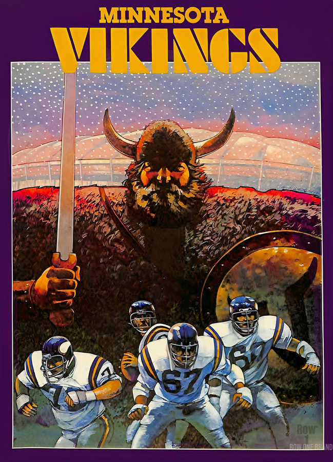Eighties Retro Minnesota Vikings Art by Row One Brand Wall Art