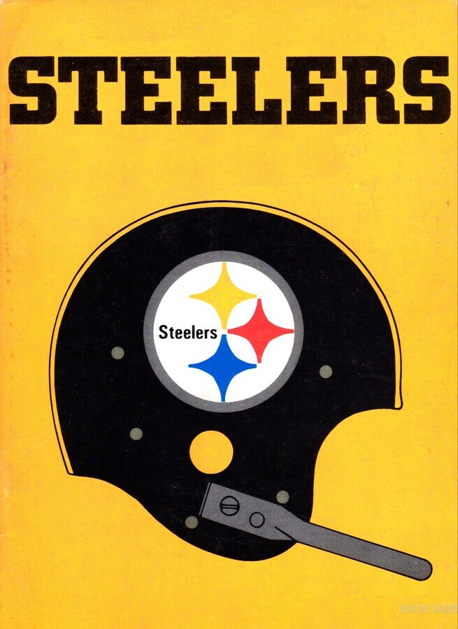 1968 Pittsburgh Steelers Retro Helmet Art by Row One Brand Wall Art