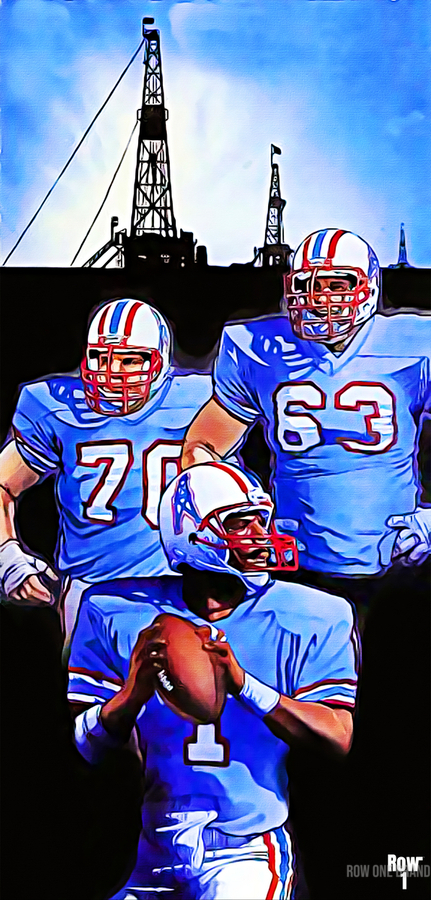 Retro Houston Oilers Football Oilfield Art by Row One Brand Wall Art