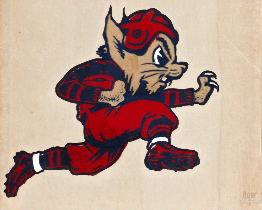 Throwback Arizona Wildcat Cartoon Football Art by Row One Brand Wall Art
