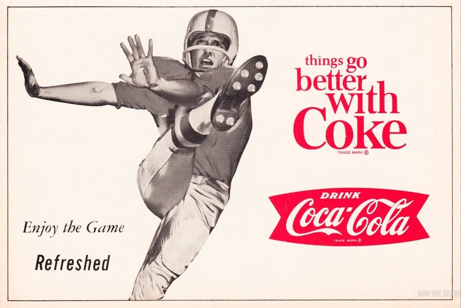 Vintage Coke Football Ad Metal Sign by Row One Brand Wall Art