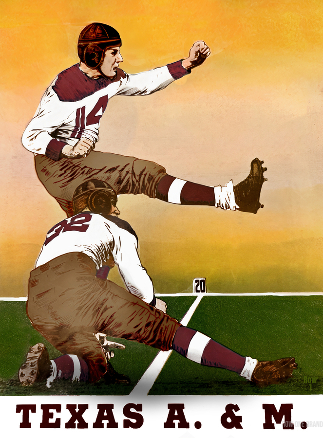 Vintage Texas A&M Football Art Remix by Row One Brand Wall Art
