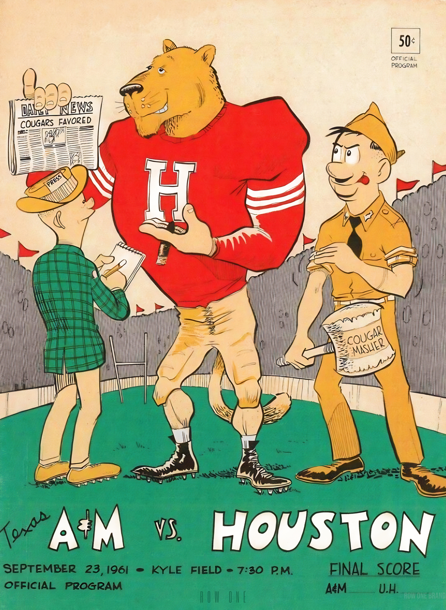 1961 Texas A&M Houston Football Program Cover Art by Row One