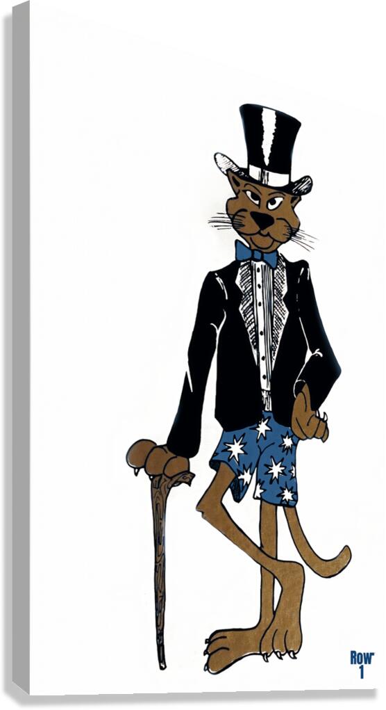 vintage cougar mascot top hat art Canvas Print