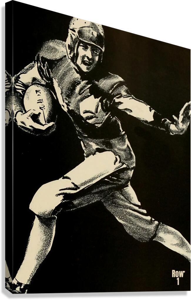 1930s vintage football player stiff arm art  Canvas Print