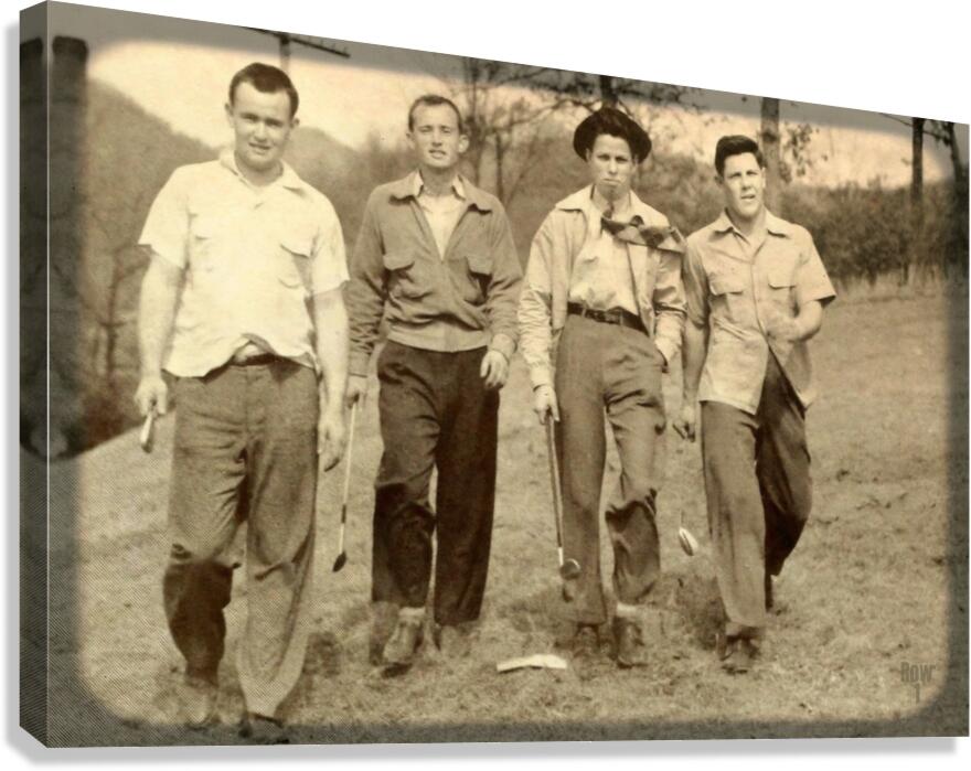 four college kids golfing 1940s Canvas Print