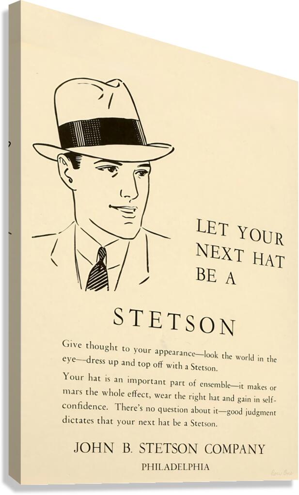 1930s stetson hat advertisement Canvas Print