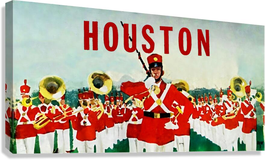 vintage houston marching band art  Canvas Print