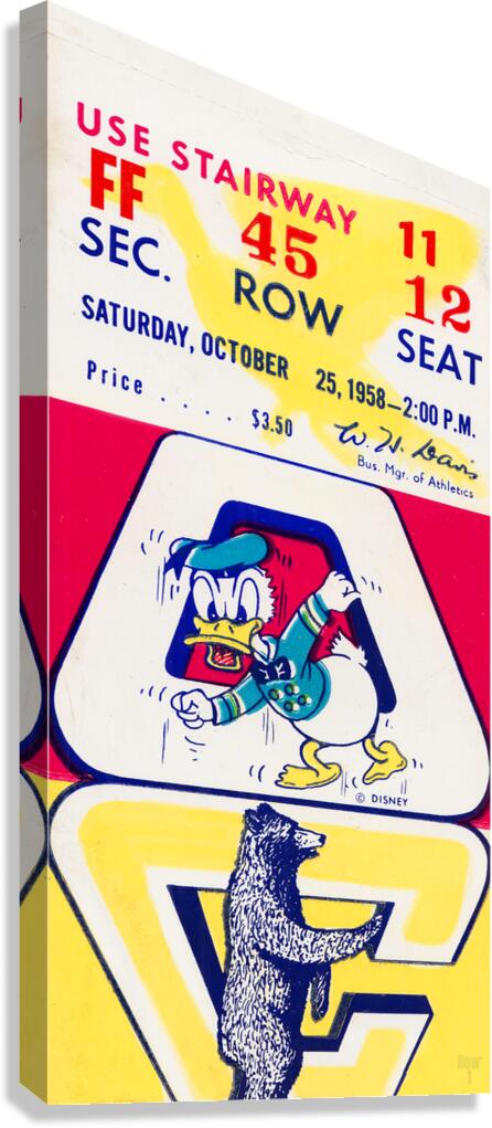 1958 Oregon Ducks vs. Cal Bears Ticket Art Canvas Print