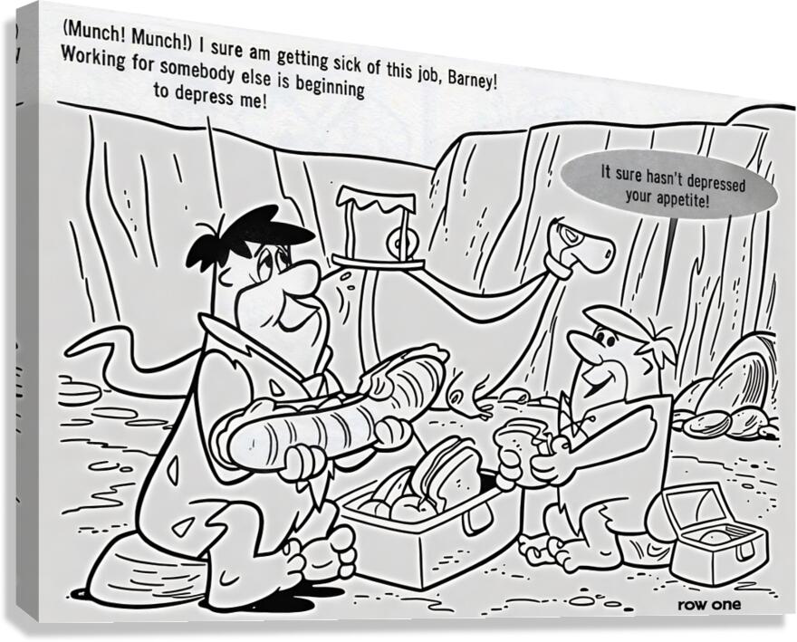 Fred Flintstone and Barney Rubble Eating Lunch Canvas Print