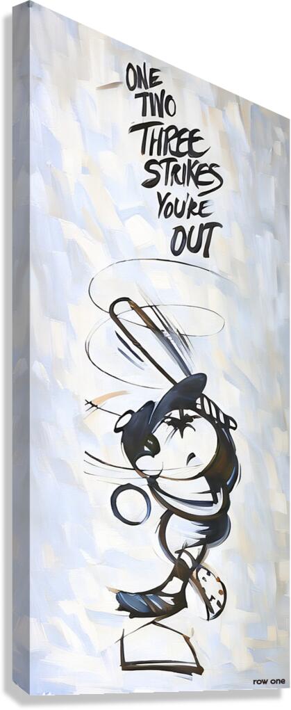one two three strikes out baseball art Canvas Print