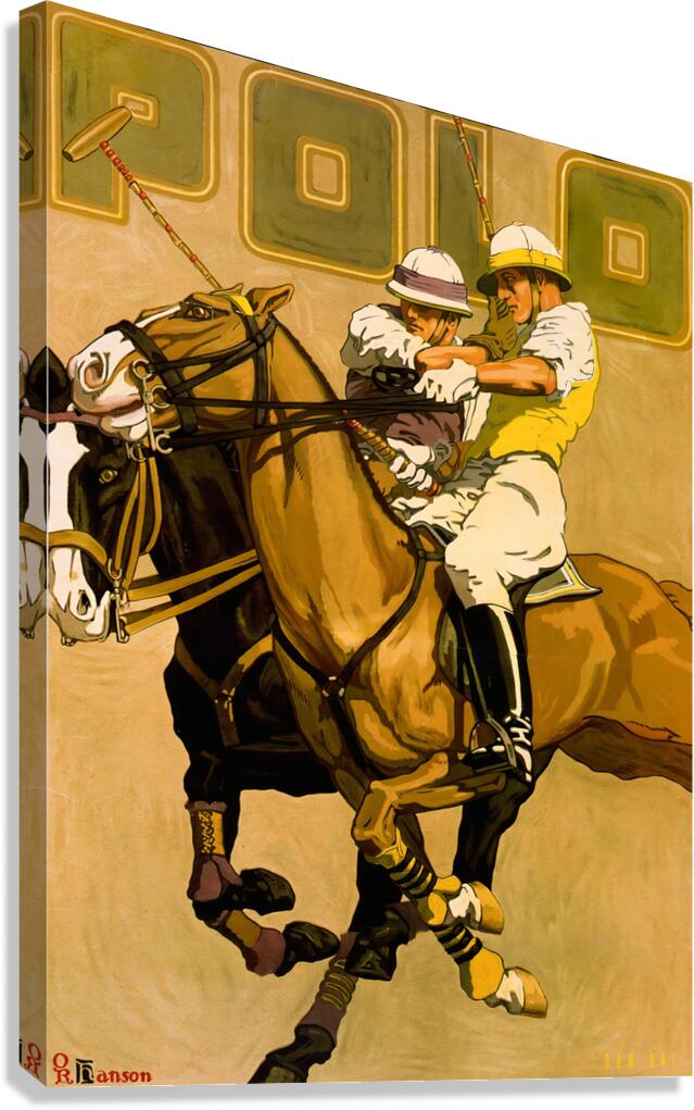 1923 Polo Art by Oscar Rabe Hanson Canvas Print