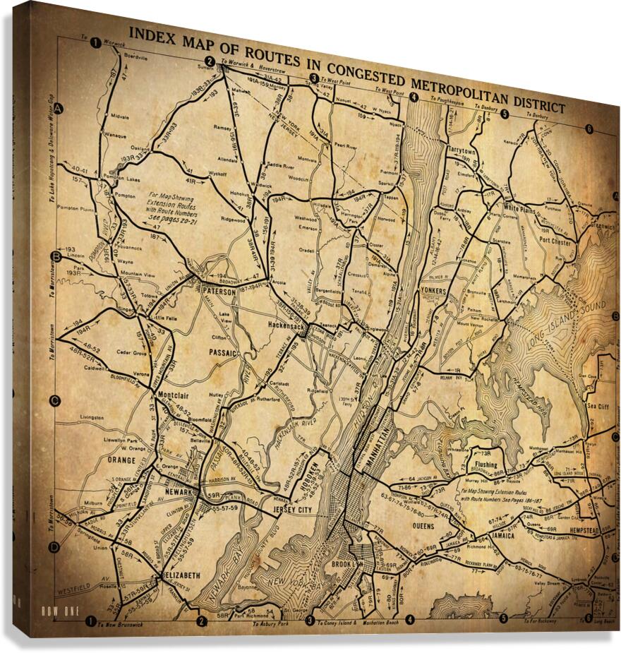 1916 nyc newark map Canvas Print