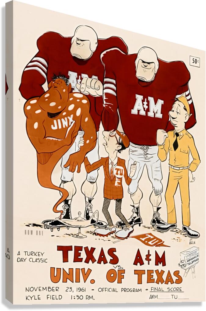 1961 Texas A&M Texas Football Program Cover Art par Row One Brand