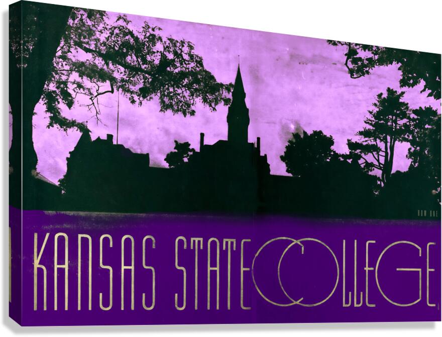 Vintage Kansas State College Campus Art Canvas Print
