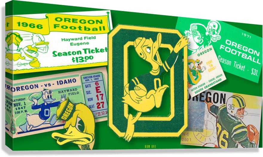 Historic Oregon Football Ticket Collage Art Canvas Print