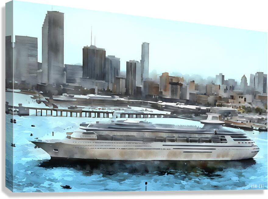 1980s miami cityscape art Canvas Print