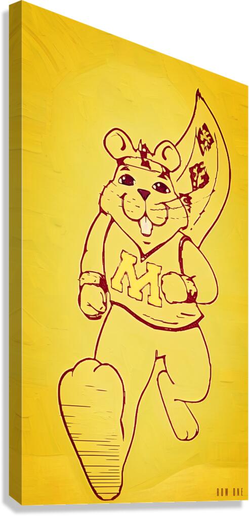80s minnesota golden gopher cartoon runner Canvas Print