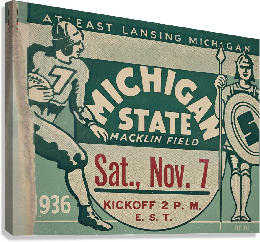 1936 michigan state football ticket remix Canvas Print