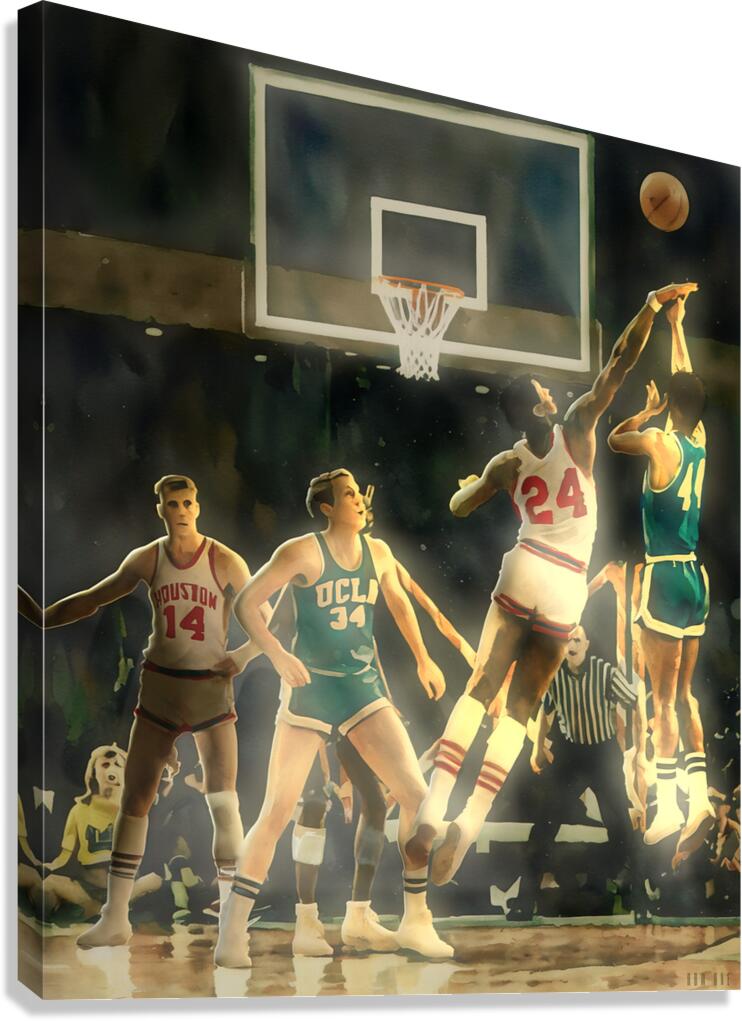 1968 Houston vs. UCLA Basketball Art Canvas Print