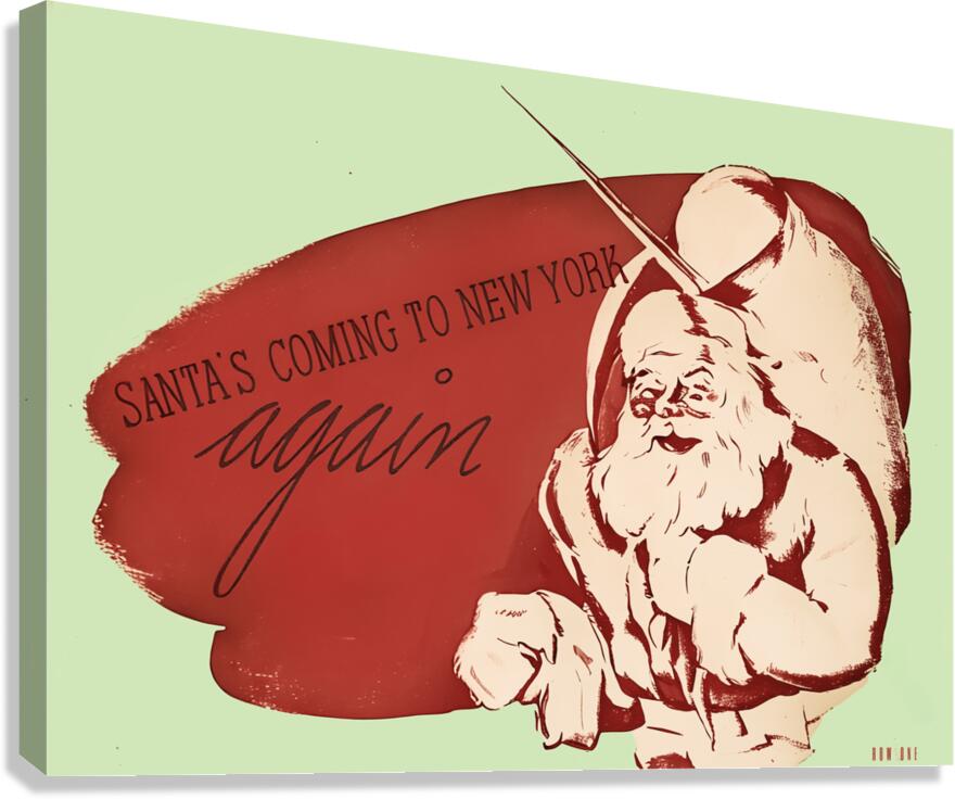 2024 Christmas Themed Decor Ideas | 1930s Santa Claus Art Canvas Print