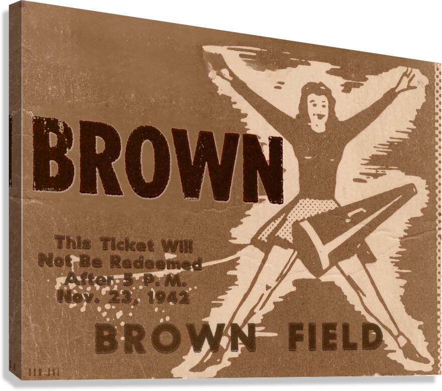 1942 Brown Football Ticket Remix Art Canvas Print