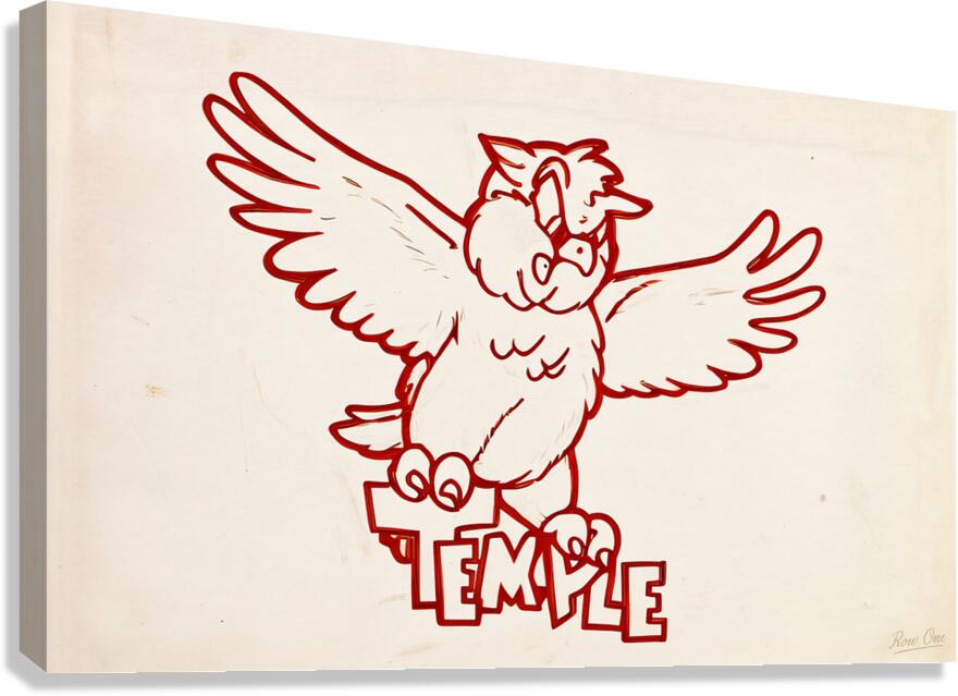 1970s Temple Owl Cartoon Art Canvas Print