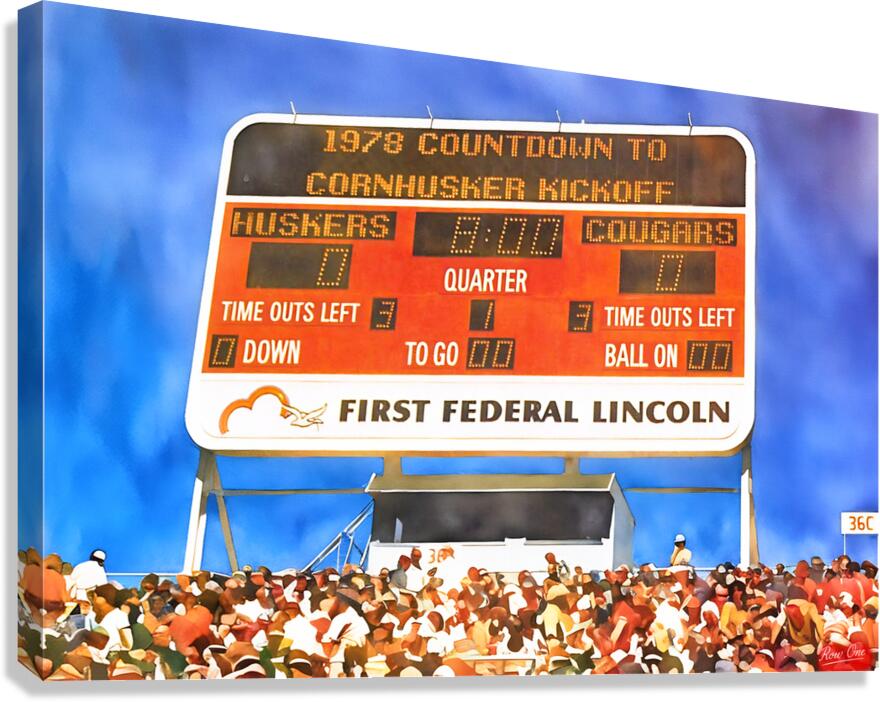 1977-78 Nebraska Cornhuskers Scoreboard Art Canvas Print
