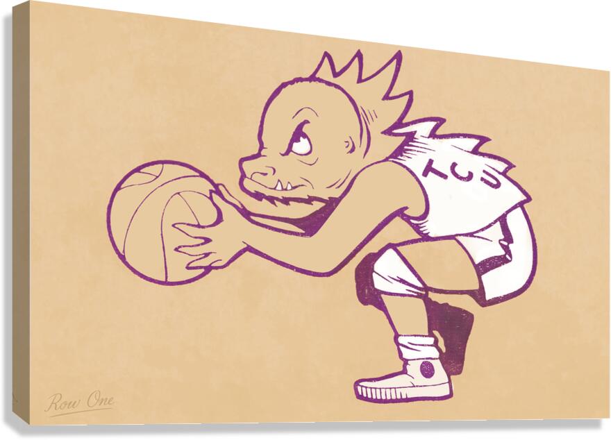 1950s TCU Horned Frog Basketball Cartoon Canvas Print