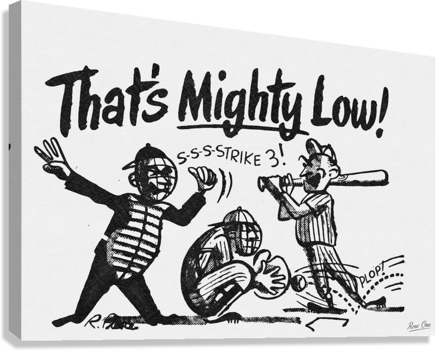 Thats Mighty Low: 1940s Baseball Cartoon Canvas Print