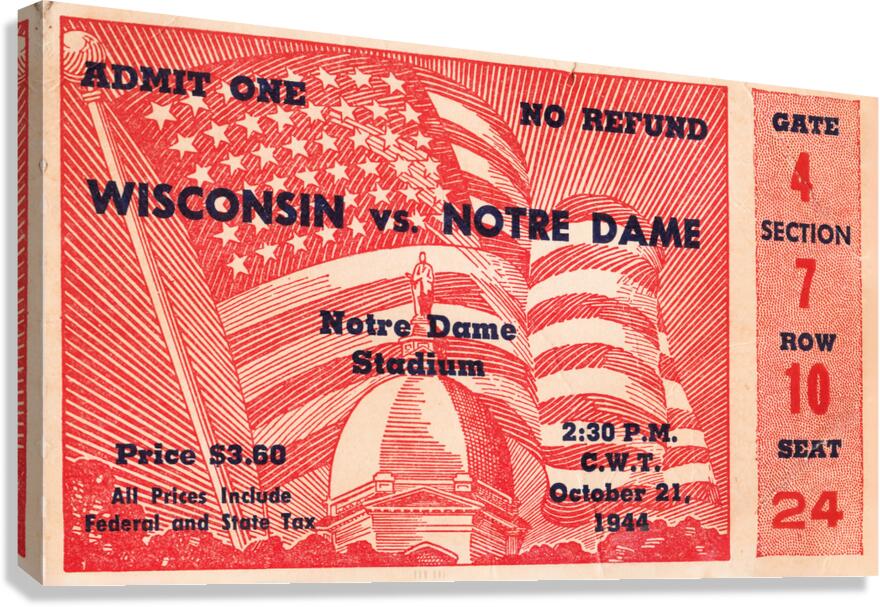 1944 Wisconsin Badgers at Notre Dame Fighting Irish Canvas Print