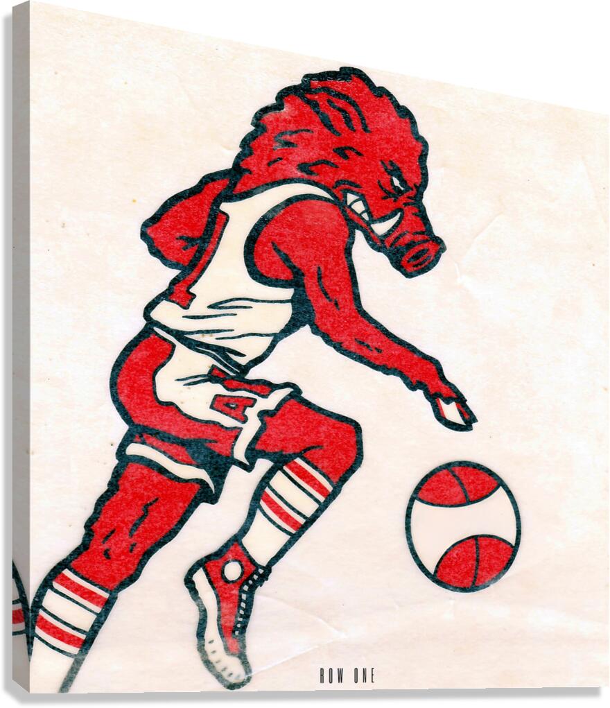1970s Arkansas Razorback Basketball Cartoon Art Canvas Print
