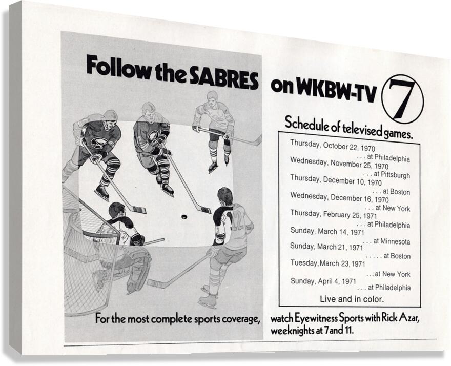 1971 Buffalo Sabres WKBW TV 7 Ad Canvas Print