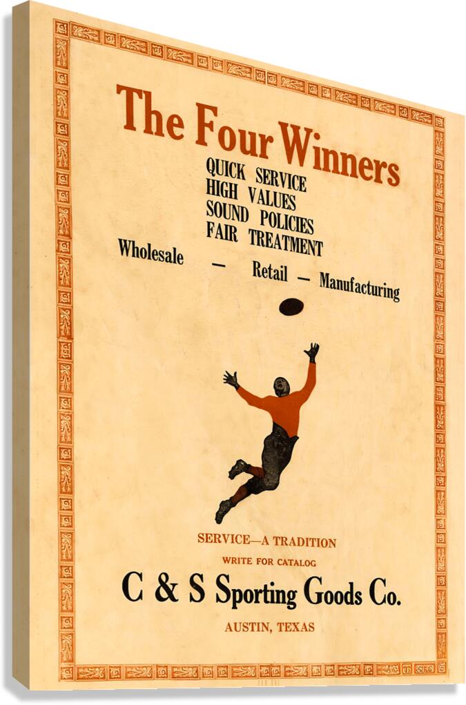 Early 1900s C and S Sporting Goods Ad in Austin Canvas Print