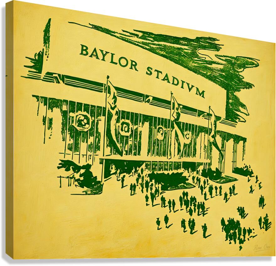 Vintage 1950s Baylor Stadium Art Canvas Print