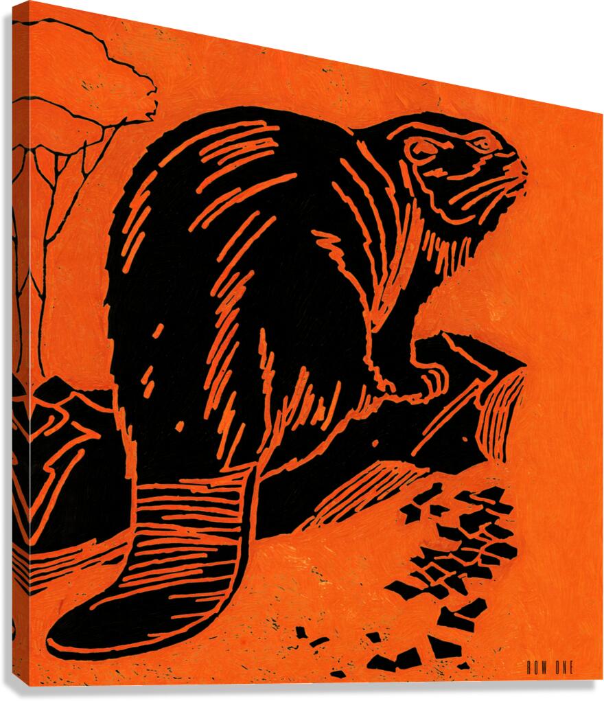 1955 Oregon State Beaver Art Remix Canvas Print