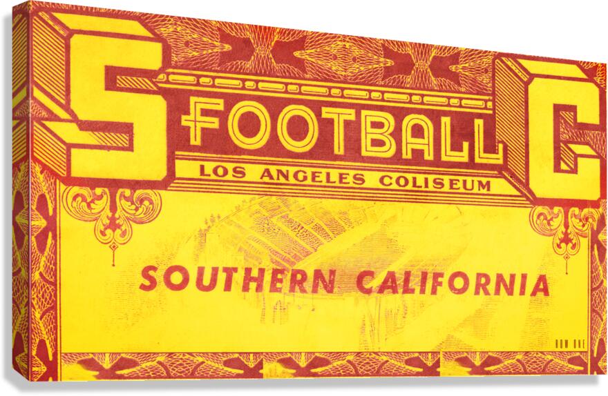 1949 USC Trojans Football Ticket Remix Wall Art  Canvas Print