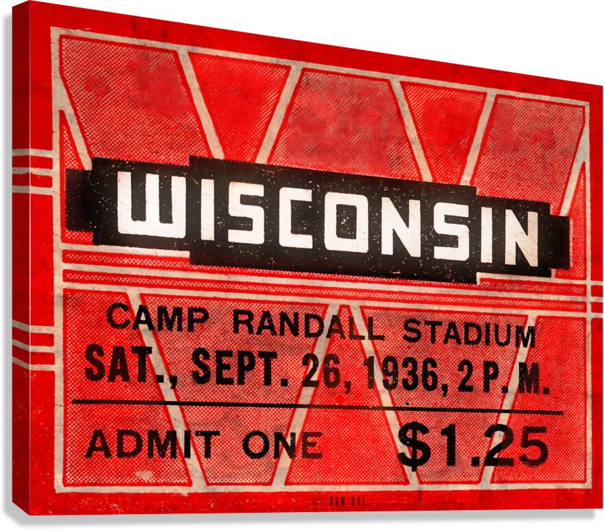 1936 Wisconsin Badgers Ticket Remix Art II  Canvas Print