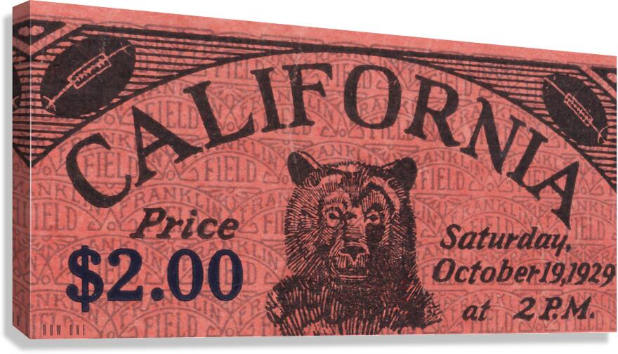 1929 California Golden Bears Football Ticket Art  Canvas Print