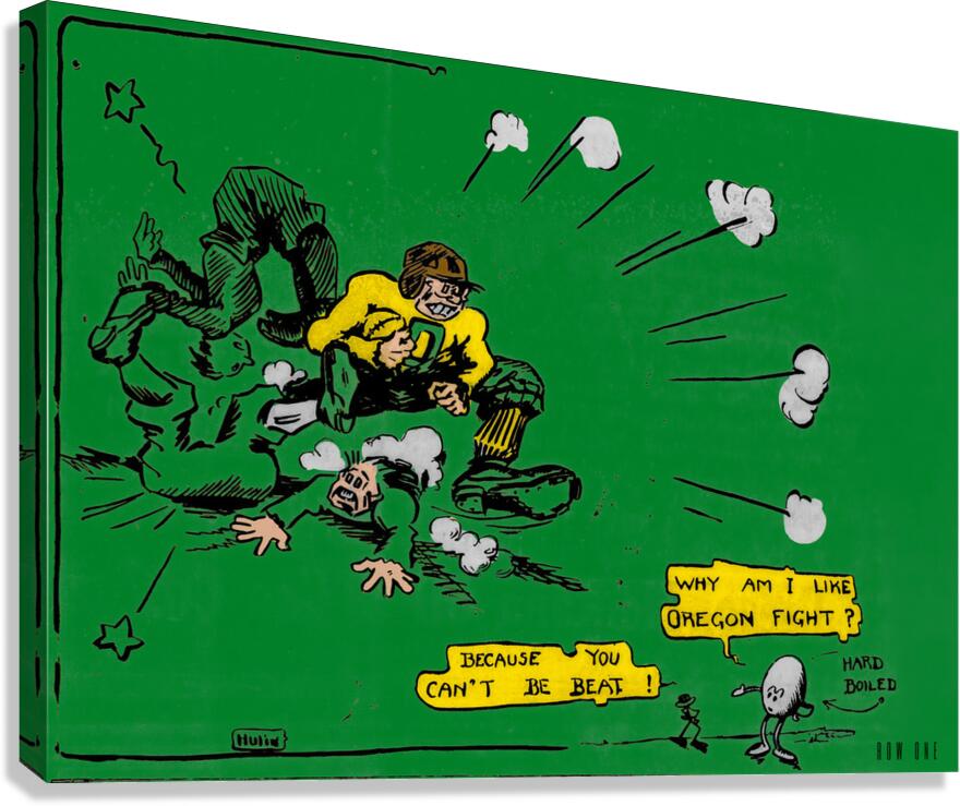 Early 1900s Oregon Duck Football Cartoon Art  Canvas Print